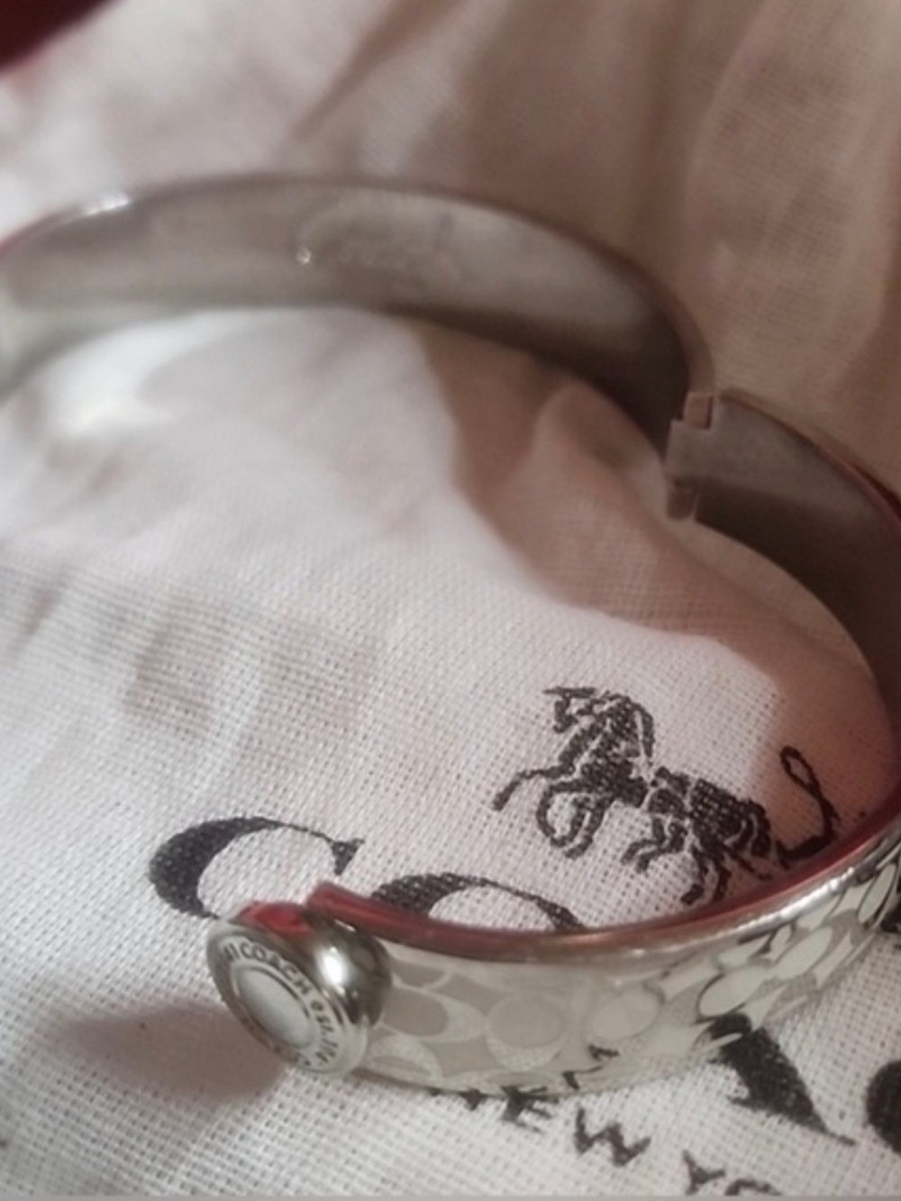 Coach Silver Signature Paved C Cuff Bracelet - Picture 2 of 9